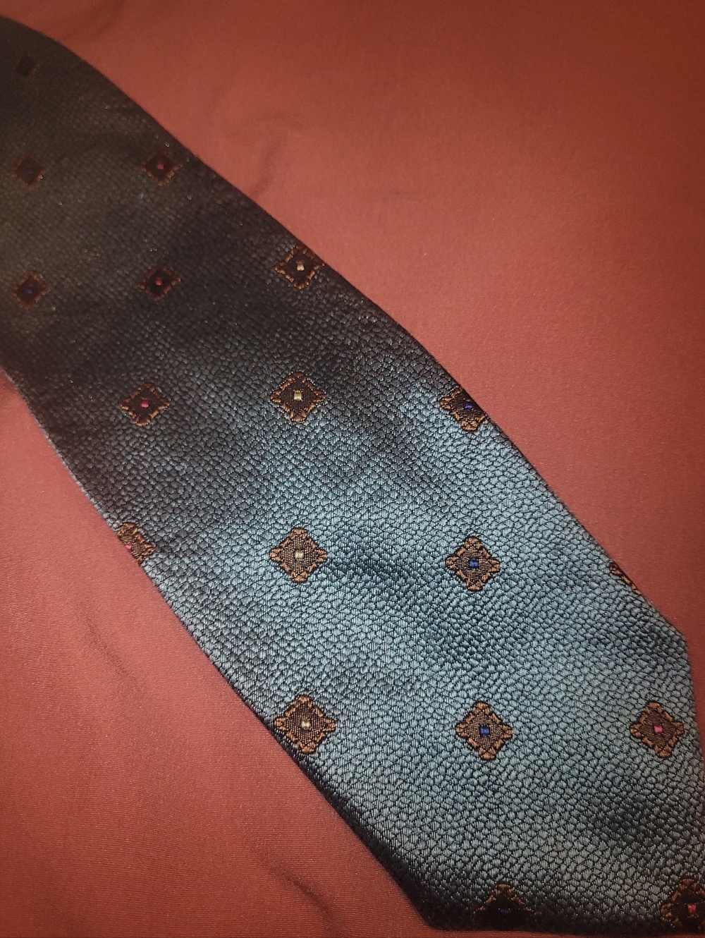 FENDI: Classic Aqua-Blue Silk Patterned Men’s Silk Tie